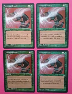 Magic the Gathering MTG Ice Age VENOMOUS BREATH X 4 ( 3 LP/EX & 1 HP) 1995! - Image 1