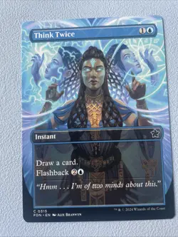 1x Think Twice - Extended Art NM Eng MTG - Foundations - Image 1