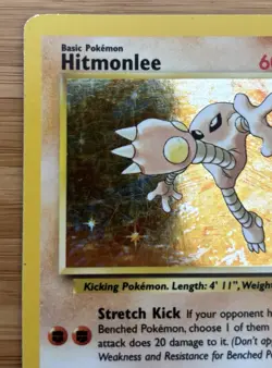 Hitmonlee - Pokemon Fossil Set Unlimited 7/62 - Holo Rare - MP - Image 3
