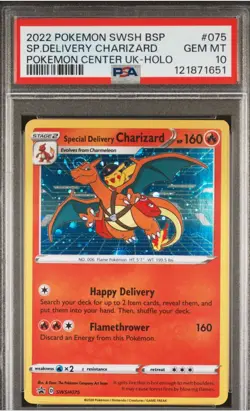 Pokemon Special Delivery Charizard SWSH075 Promo Holo PSA 10 *Galaxy Head Swirl* - Image 1