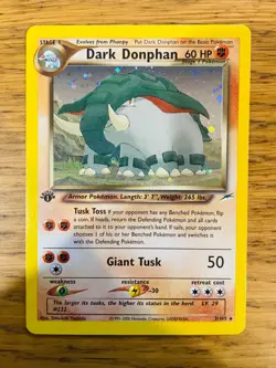 1st Edition Dark Donphan (3/105) Holo Neo Destiny Set Pokemon Card! FREE P&P! - Image 4