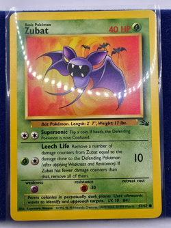 Pokemon Unlimited Fossil Zubat 57/62 Pack Fresh NM+/M WOTC Free Ship! - Image 1