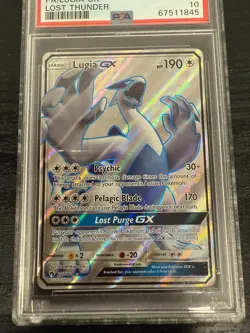 2018 POKEMON SUN & MOON LOST THUNDER #207 FULL ART/LUGIA GX GEM MT PSA 10 - Image 3