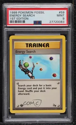 Energy Search 1st Ed. Pokemon Fossil PSA 9 MINT 1999 2f4 - Image 1