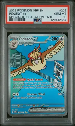 2023 POKEMON OBF EN-OBSIDIAN FLAMES #225 PIDGEOT EX SIR PSA 10 - Image 1