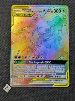 Moltres Zapdos & Articuno GX 69/68 - Hidden Fates Tag Team Rainbow Pokemon NM - Image 1