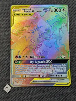 Moltres Zapdos & Articuno GX 69/68 - Hidden Fates Tag Team Rainbow Pokemon NM - Image 1