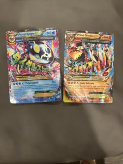 Pokemon Primal Kyogre & Groudon EX Cards - Tidal Storm & Gaia Volcano Jumbo - Image 1