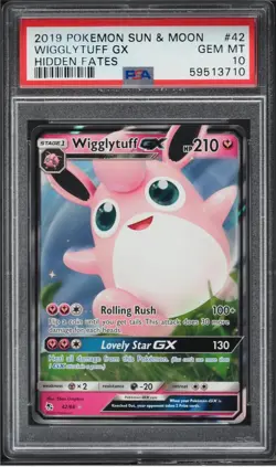 2019 Pokemon Sun & Moon Hidden Fates Wigglytuff GX #42 PSA 10 GEM MINT - Image 1