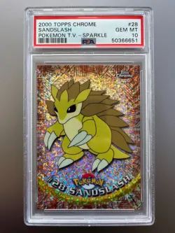 PSA 10 Topps Chrome SPARKLE Sandslash 28 Holo Foil Rare Pokemon TV 2000 GEM MINT - Image 1