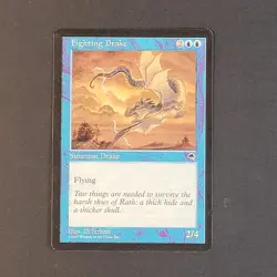 MTG - 1x Fighting Drake - Tempest - Light Play LP - Vintage - Blue - Magic CCG - Image 2