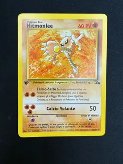 Pokemon Hitmonlee 22/62 Fossil Rara Prima Edizione Wizards ITA Carte Vintage - Image 1