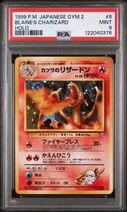 1999 Pokemon Japanese Gym 2 #6 Blaine's Charizard Holo PSA 9 Mint - Image 1