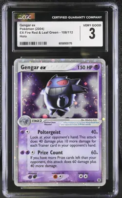 CGC 3 Gengar ex EX Fire Red & Leaf Green 108/112 Holo SWIRL Pokemon Card - Image 1