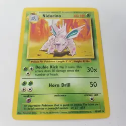 Pokemon NIDORINO Card BASE Set 37/102 UNCOMMON Non-Holo - Image 1