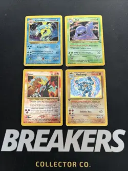 Mixed Set Vintage 4 Card Holo Pokemon Lot with 1st Edition: Machamp & Gyarados - Image 1