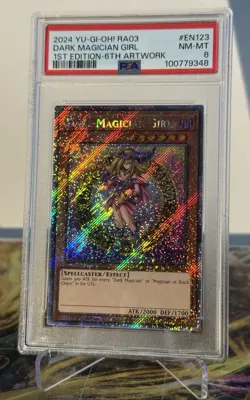 Yugioh Dark Magician Girl RA03-EN123 1st Edition Secret Rare PSA 8 - Image 1