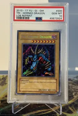 Yugioh Tri-Horned Dragon PSA 10 LOB-000 Secret Rare Reprint PSA 10 Gem Mint - Image 2