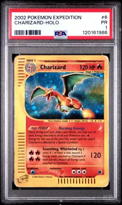 Pokemon 2002 Expedition Charizard Holo Rare Card 6/165 PSA 1 - Image 1