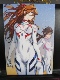 Asuka & Mari Evangelion Art Card Glitter Anime Sexy Waifu CCG Collectible NM - Image 1