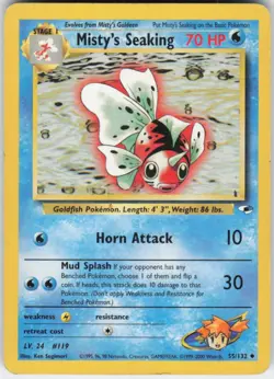 Pokemon TCG Misty's Seaking 055/132 Gym Heroes Uncommon card Unlimited MP - Image 1