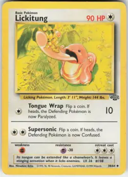 Pokemon TCG Lickitung 38/64 Jungle Uncommon card Unlimited MP - Image 1