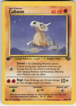 Pokemon TCG Cubone 50/64 Jungle Common card 1st Edition MP - Image 1