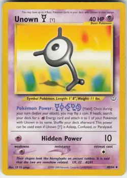 Pokemon TCG Unown [Y] 40/64 Neo Revelation Uncommon card Unlimited MP - Image 1
