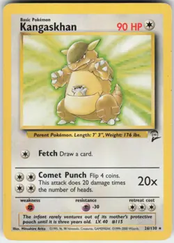 Pokemon TCG Kangaskhan 026/130 Base Set 2 Rare card Normal MP - Image 1