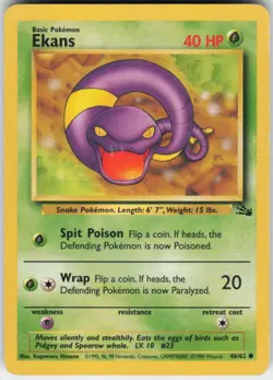 Pokemon TCG Ekans 46/62 Fossil Common card Unlimited MP - Image 1
