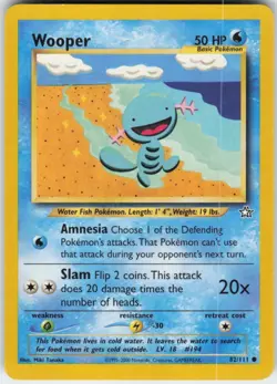 Pokemon TCG Wooper 082/111 Neo Genesis Common card Unlimited MP - Image 1