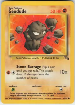 Pokemon TCG Geodude 47/62 Fossil Common card Unlimited MP - Image 1