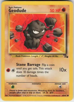 Pokemon TCG Geodude 47/62 Fossil Common card Unlimited MP - Image 1