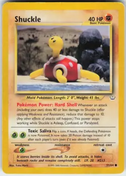 Pokemon TCG Shuckle 51/64 Neo Revelation Common card Unlimited MP - Image 1