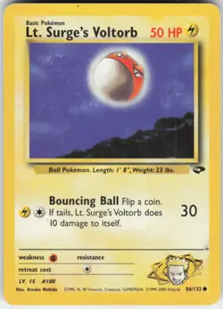 Pokemon TCG Lt. Surge's Voltorb 086/132 Gym Challenge Common card Unlimited MP - Image 1