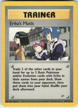 Pokemon TCG Erika's Maids 109/132 Gym Heroes Uncommon card Unlimited MP - Image 1