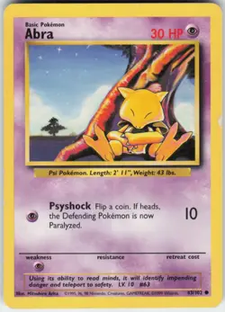 Pokemon TCG Abra 043/102 Base Set Common card Normal MP - Image 1