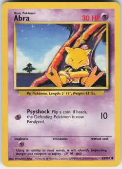 Pokemon TCG Abra 043/102 Base Set Common card Normal MP - Image 1