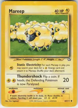 Pokemon TCG Mareep 065/111 Neo Genesis Common card Unlimited MP - Image 1