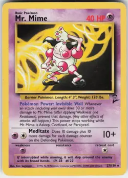 Pokemon TCG Mr. Mime 027/130 Base Set 2 Rare card Normal MP - Image 1