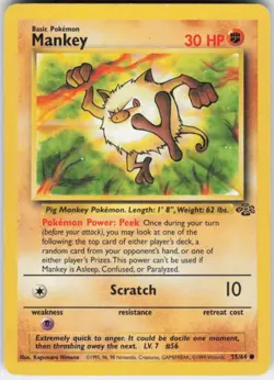 Pokemon TCG Mankey 55/64 Jungle Common card Unlimited MP - Image 1