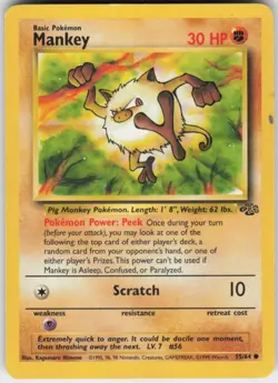 Pokemon TCG Mankey 55/64 Jungle Common card Unlimited MP - Image 1