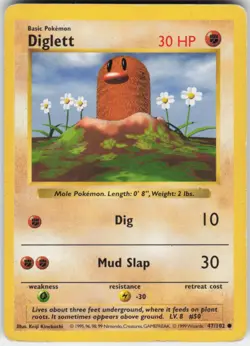 Pokemon TCG Diglett 047/102 Base Set (Shadowless) Common card Unlimited MP - Image 1
