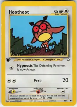 Pokemon TCG Hoothoot 060/111 Neo Genesis Common card 1st Edition MP - Image 1