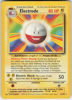 Pokemon TCG Electrode 021/102 Base Set Rare card Normal MP - Image 1