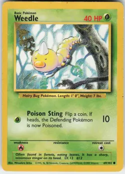 Pokemon TCG Weedle 069/102 Base Set Common card Normal MP - Image 1