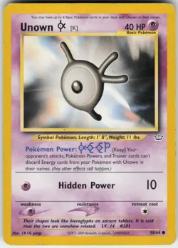 Pokemon TCG Unown [K] 58/64 Neo Revelation Common card Unlimited MP - Image 1