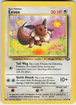 Pokemon TCG Eevee 51/64 Jungle Common card Unlimited MP - Image 1