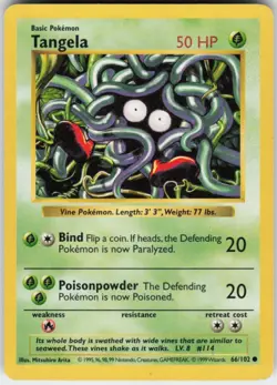 Pokemon TCG Tangela 066/102 Base Set (Shadowless) Common card Unlimited MP - Image 1