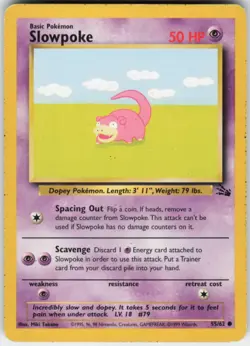 Pokemon TCG Slowpoke 55/62 Fossil Common card Unlimited MP - Image 1